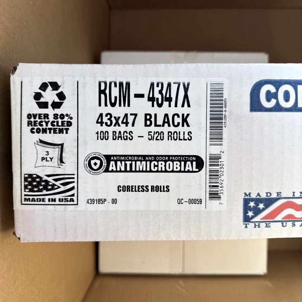 100 pack - USA 56 Gallon 1.5 MIL‎ Black Heavy Duty Trash Bags 43